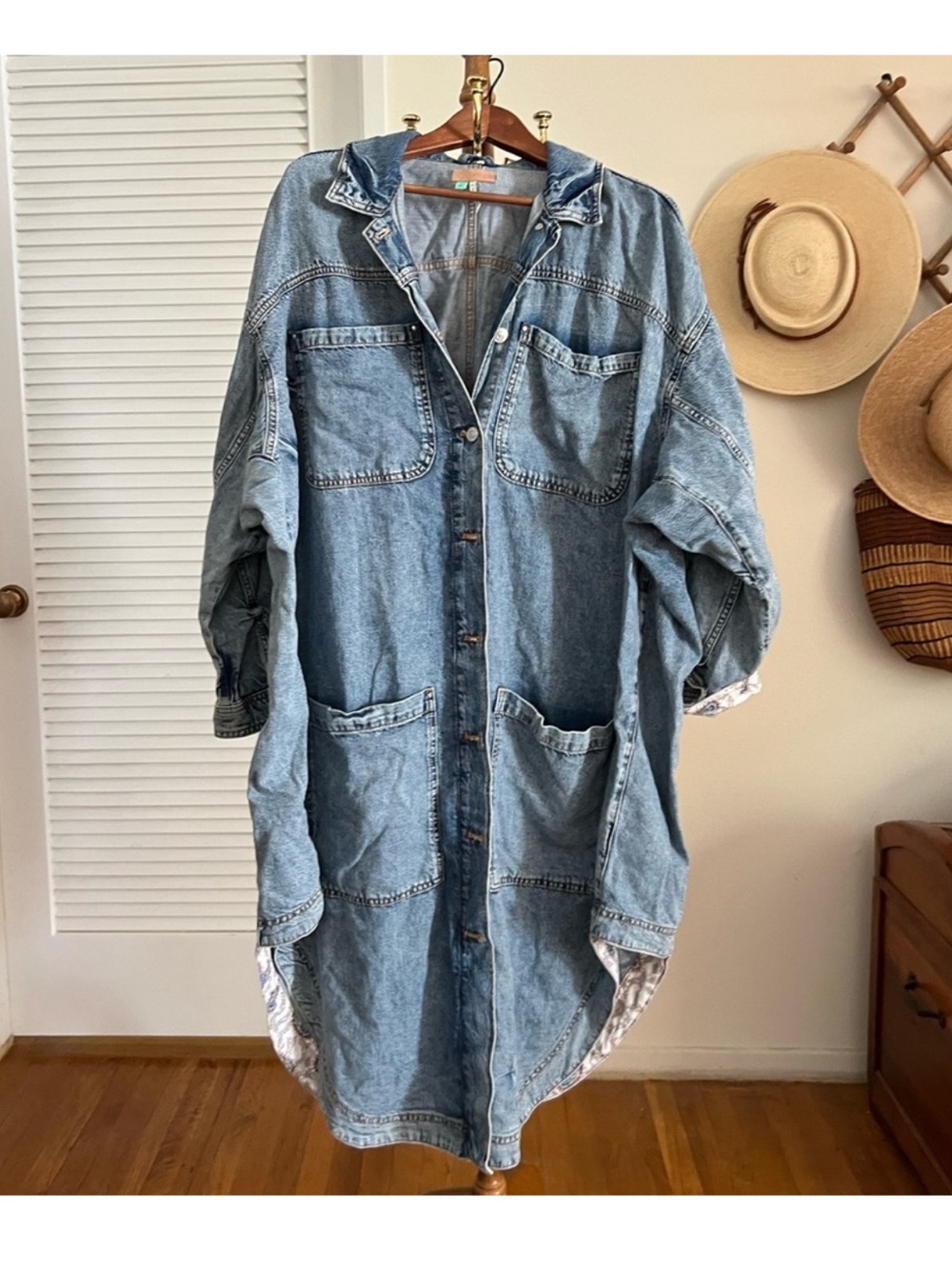 Anthropologie longline denim duster or dress size 1X coat - Picture 5 of 11